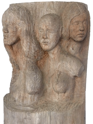 Três Graças - escultura em madeira